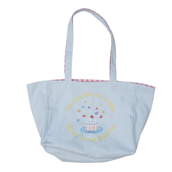 embroidery canvas tote bag summer beach bag cute shopping bag shoulder bag grocery bag