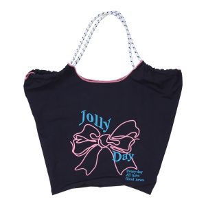 embroidery bowknot tote bag summer beach bag cute shopping bag shoulder bag grocery bag