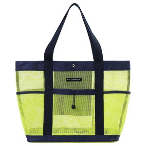 Multi color mesh beach bag set foldable swimming pool bag travel beach tote bag