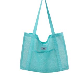 Lager capacity mesh beach bag colorful foldable swimming pool bag travel beach tote bag