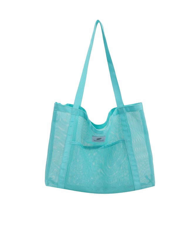 Lager capacity mesh beach bag colorful foldable swimming pool bag travel beach tote bag