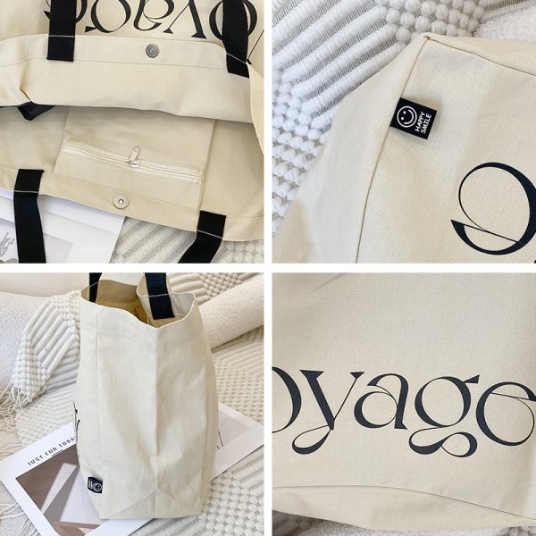 Large capacity tote bag Printing logo shopping bag lady shoulder bag lightweight grocery bag - 图片 2