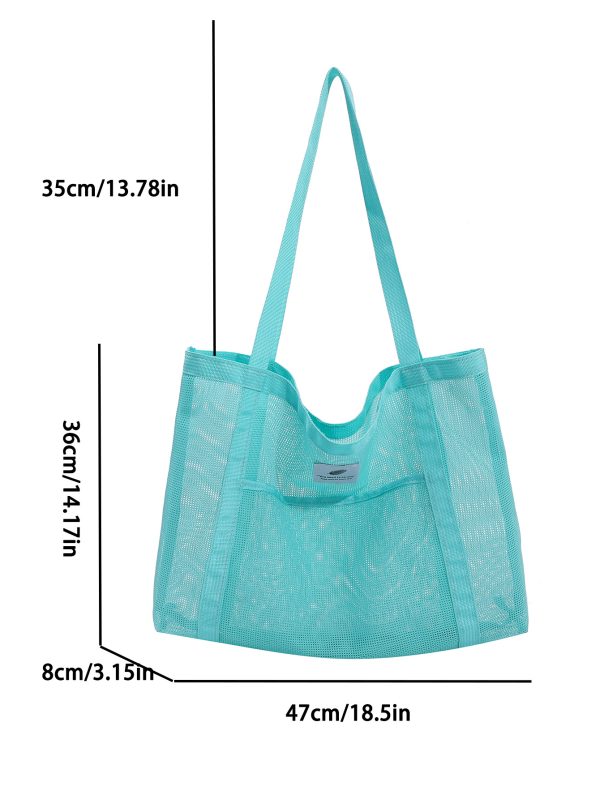 Lager capacity mesh beach bag colorful foldable swimming pool bag travel beach tote bag - 图片 3