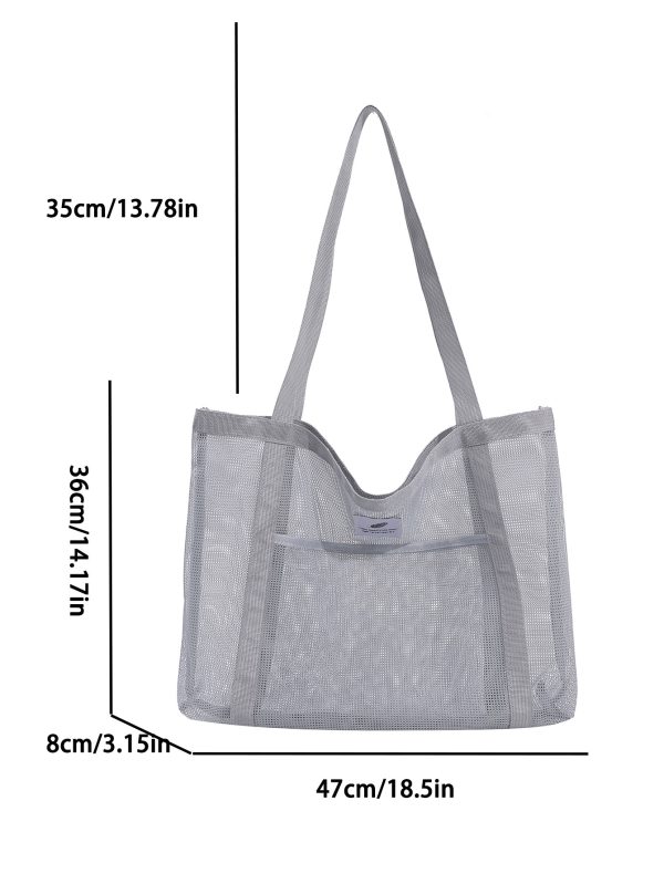 Lager capacity mesh beach bag colorful foldable swimming pool bag travel beach tote bag - 图片 9