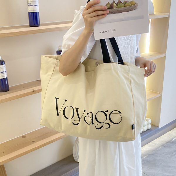Large capacity tote bag Printing logo shopping bag lady shoulder bag lightweight grocery bag - 图片 4