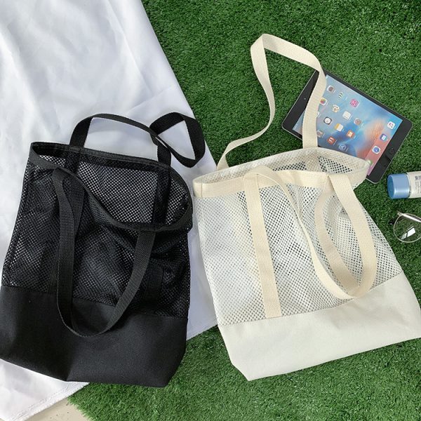 Solid Mesh beach bag lightweight beach tote bag foldable shopping bag - 图片 2