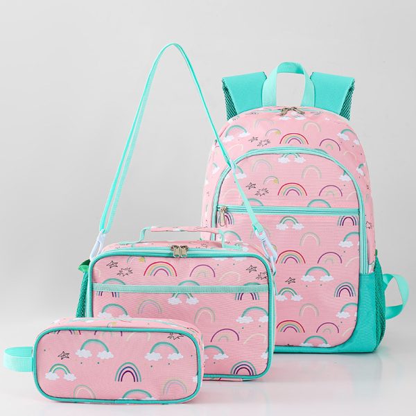 Rianbow school backpack set lunch tote bag pencil bag - 图片 4