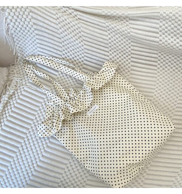 Polka dot canvas tote bag lightweight durable shoulder bag shopping bag - 图片 3