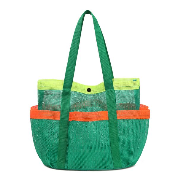 Multi color mesh beach bag foldable swimming pool bag travel beach tote bag - 图片 3