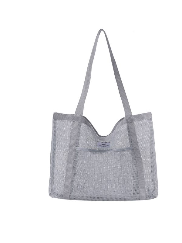Lager capacity mesh beach bag colorful foldable swimming pool bag travel beach tote bag - 图片 6
