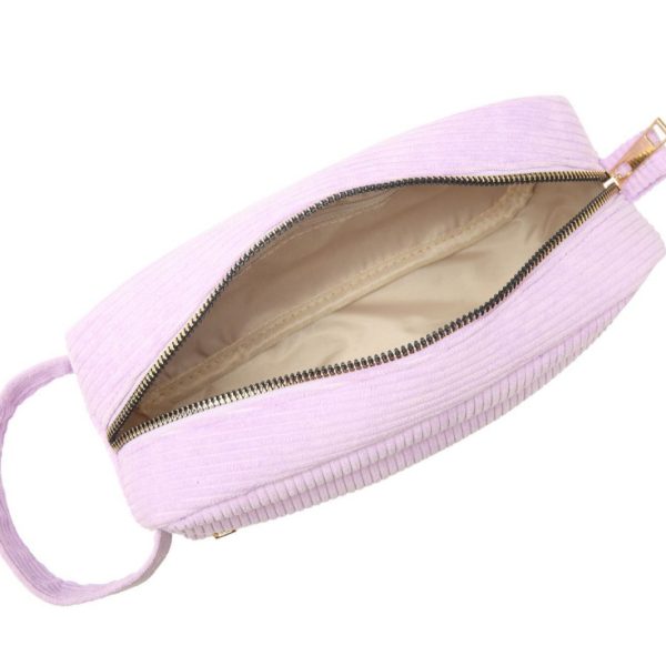 Large capacity corduroy cosmetic bag waterproof makeup bag portable pouch  toiletry bag - 图片 3