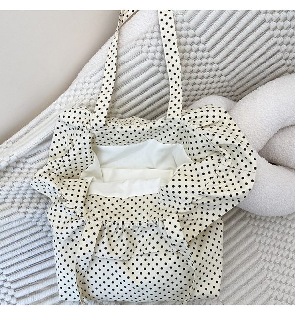 Polka dot canvas tote bag lightweight durable shoulder bag shopping bag - 图片 4