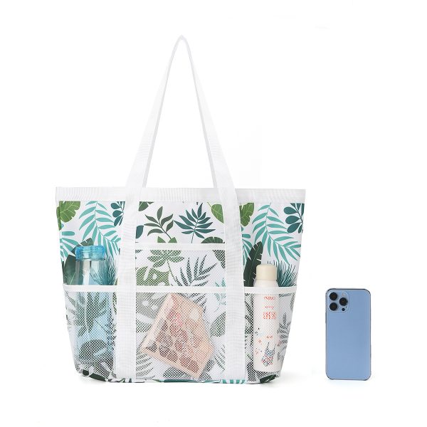 Leaf mesh beach bag largh capacity swin pool bag waterproof  beach tote bag - 图片 4