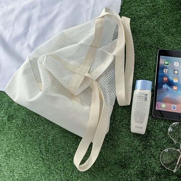 Solid Mesh beach bag lightweight beach tote bag foldable shopping bag - 图片 4
