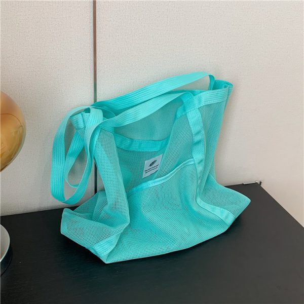 Lager capacity mesh beach bag colorful foldable swimming pool bag travel beach tote bag - 图片 5
