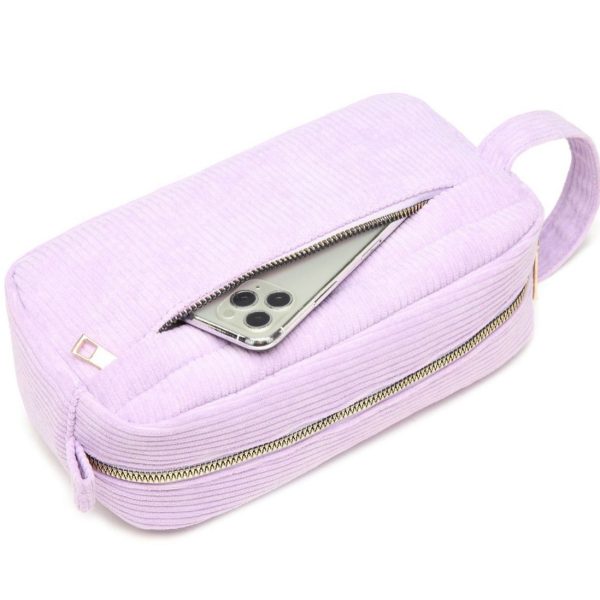 Large capacity corduroy cosmetic bag waterproof makeup bag portable pouch  toiletry bag - 图片 4