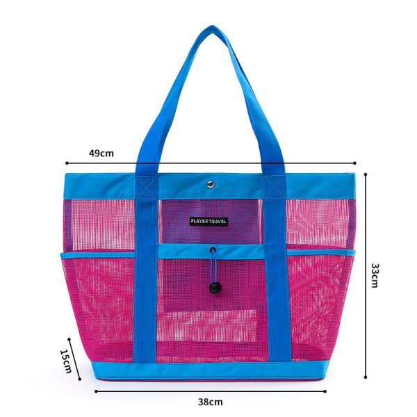 Multi color mesh beach bag set foldable swimming pool bag travel beach tote bag - 图片 5