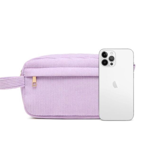 Large capacity corduroy cosmetic bag waterproof makeup bag portable pouch  toiletry bag - 图片 5