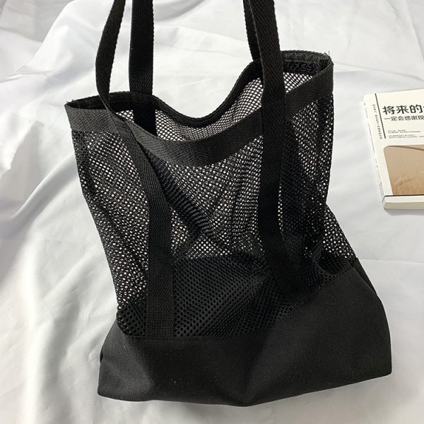 Solid Mesh beach bag lightweight beach tote bag foldable shopping bag - 图片 6