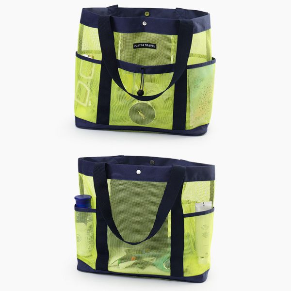 Multi color mesh beach bag set foldable swimming pool bag travel beach tote bag - 图片 6