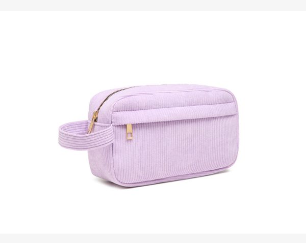 Large capacity corduroy cosmetic bag waterproof makeup bag portable pouch  toiletry bag - 图片 6