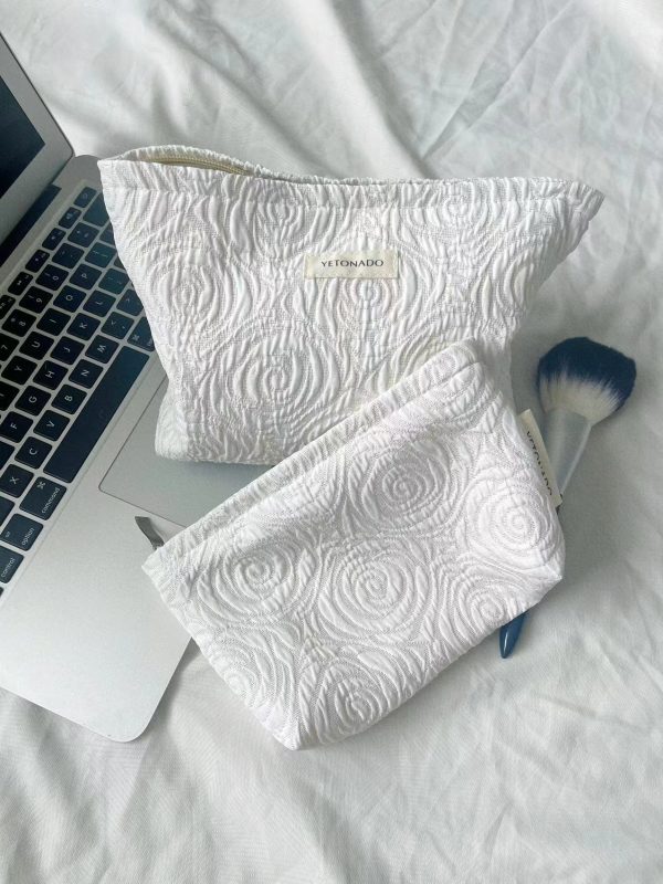 Rose Cosmetic Bag Quilted Cosmetic Bag Large Floral Cosmetic Bag for Women Polyester Makeup Bag Set Flower Travel Toiletry Bag - 图片 10