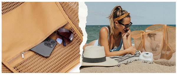 Nylon Mesh beach bag foldable swimming pool bag tavel beach tote bag with mini pocket - 图片 7