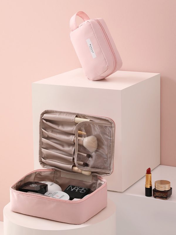 Large capacity solid cosmetic bag waterproof makeup bag portable pouch  toiletry bag - 图片 8