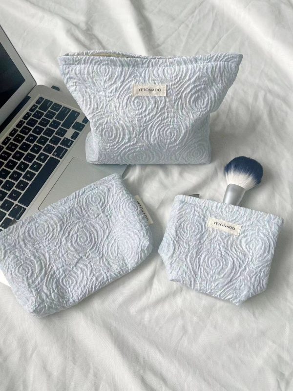 Rose Cosmetic Bag Quilted Cosmetic Bag Large Floral Cosmetic Bag for Women Polyester Makeup Bag Set Flower Travel Toiletry Bag - 图片 13
