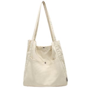 Solid color canvas tote bag student shoulder bag shopping bag bucket bag