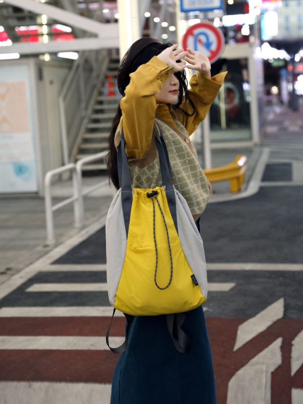 Nylon double colors school bag solid backpack bookbag travel bag - 图片 13