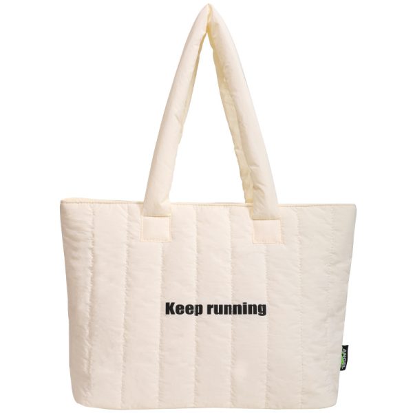 large capacity tote bag Printing logo shopping bag winter embroidery handbag shoulder bag - 图片 3