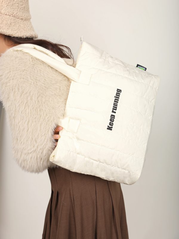 large capacity tote bag Printing logo shopping bag winter embroidery handbag shoulder bag - 图片 12