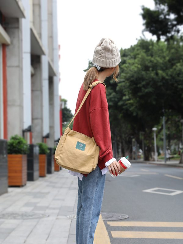 Canvas shoulder bag tote bag handbag shopping bag bucket bag - 图片 12