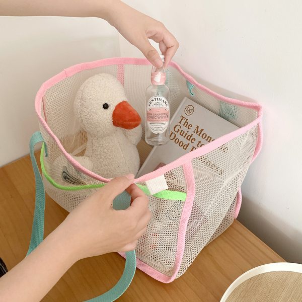 Colorful beach bag foldable shopping bag beach tote bag mesh bag - 图片 4